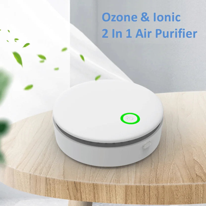 Purificador de Aire Portátil 2 en 1 con Ozono e Iones - Esencial para un Hogar y Coche Libre de Olores